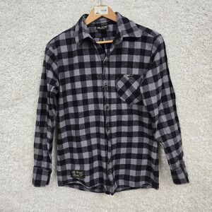 Vermont Flannel Shirt Men's Medium Black Gray Buffalo Check Organic USA